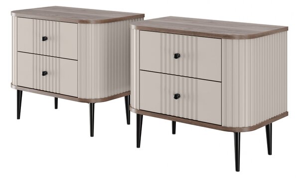 Set noptiere Vesper 56 cm - cașmir / nuc / picioare negre
