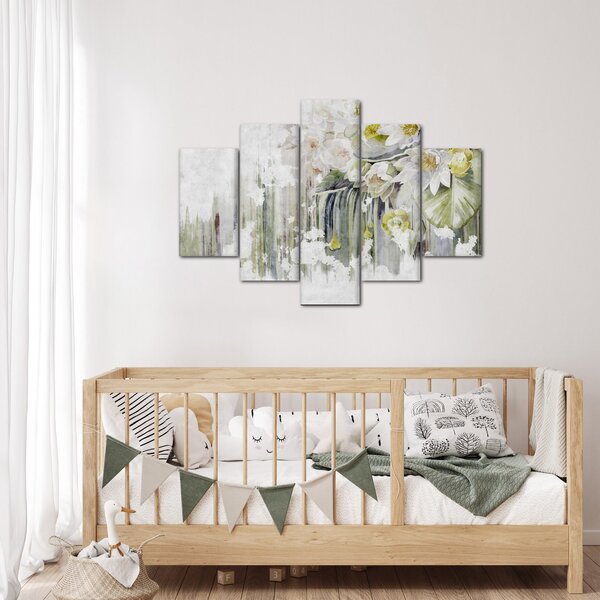 Tablou - Flori albe, vintage (150x105 cm)
