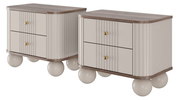 Set noptiere Vesper 56 cm - cașmir / nuc / mânere aurii picioare rotunde
