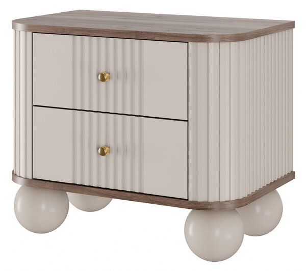 Set noptiere Vesper 56 cm - cașmir / nuc / mânere aurii picioare rotunde