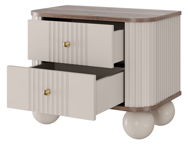 Set noptiere Vesper 56 cm - cașmir / nuc / mânere aurii picioare rotunde