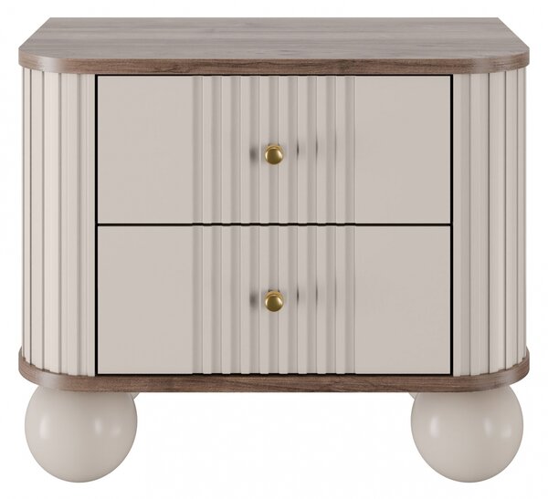 Set noptiere Vesper 56 cm - cașmir / nuc / mânere aurii picioare rotunde