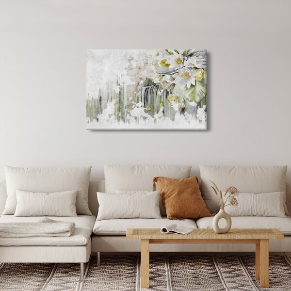 Tablou - Flori albe, vintage (90x60 cm)