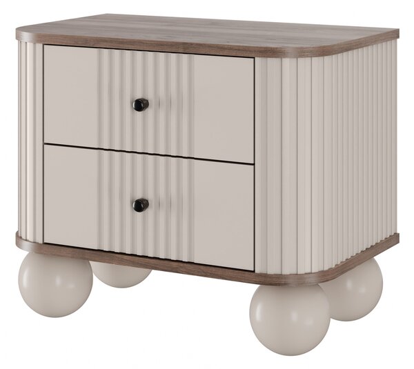 Set noptiere Vesper 56 cm - cașmir / nuc / mânere negre / picioare sferice