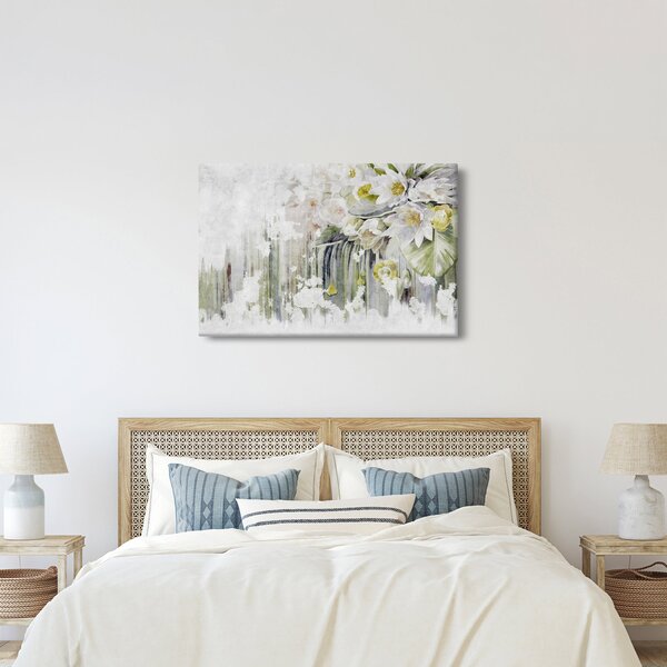 Tablou - Flori albe, vintage (90x60 cm)