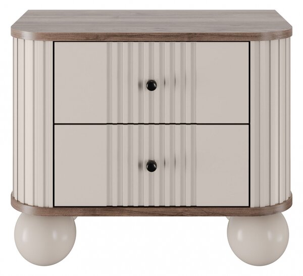 Set noptiere Vesper 56 cm - cașmir / nuc / mânere negre / picioare sferice