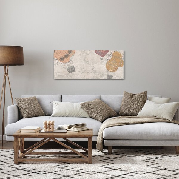 Tablou - Baloane deasupra orașului, nuanțe reci (120x50 cm)