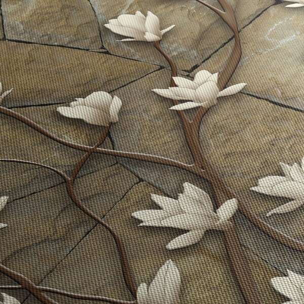 Tablou - Magnolii albe pe zidărie de piatră (90x60 cm)