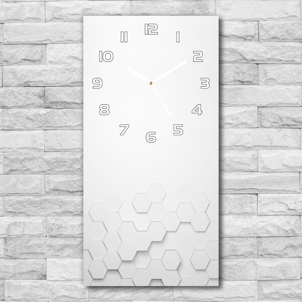 Ceas de sticlă pe perete vertical fundal hexagoane