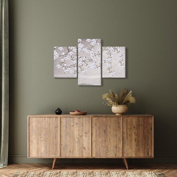 Tablou - Flori într-un peisaj gri (90x60 cm)