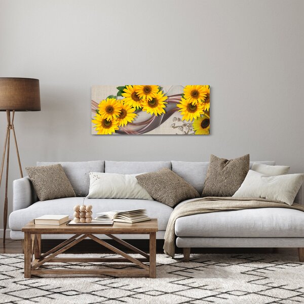 Tablou - Flori strălucitoare de floare soarelui (120x50 cm)