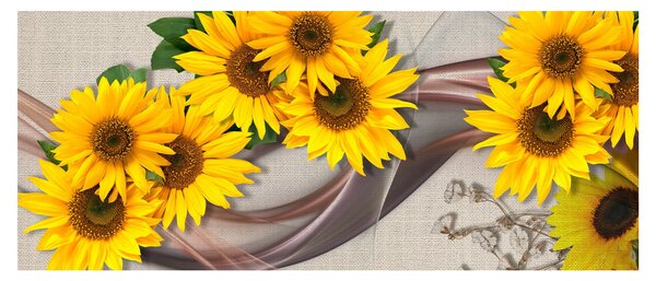 Tablou - Flori strălucitoare de floare soarelui (120x50 cm)