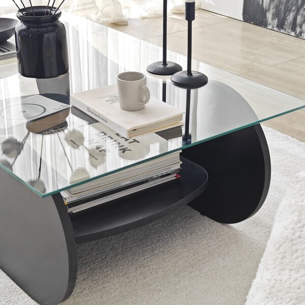 Măsuţă de cafea, Hanah Home, Culoare: Negru Transparent