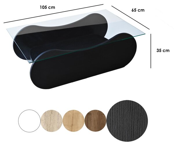 Măsuţă de cafea, Hanah Home, Culoare: Negru Transparent