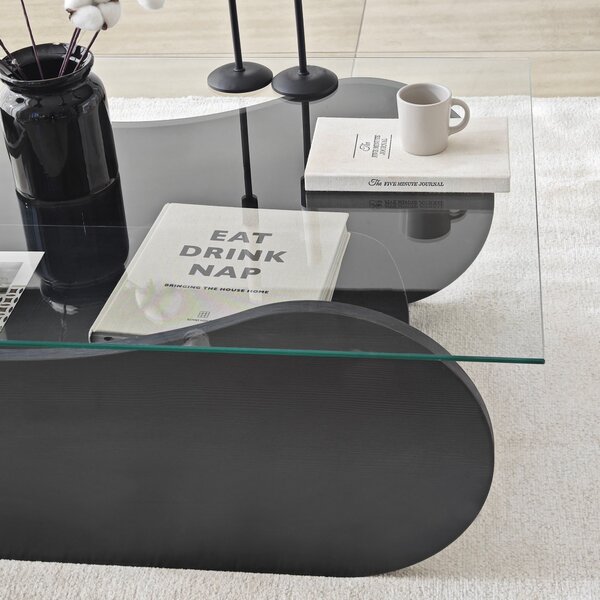 Măsuţă de cafea, Hanah Home, Culoare: Negru Transparent