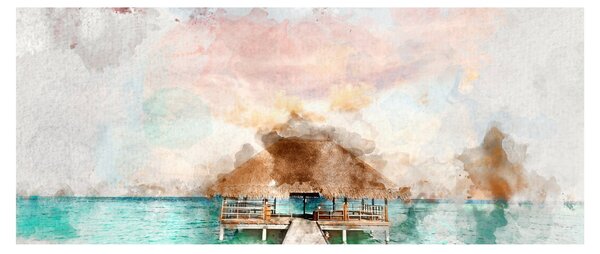 Tablou - Maldive, debarcader din lemn (120x50 cm)