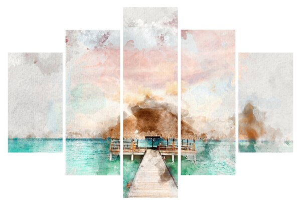 Tablou - Maldive, debarcader din lemn (150x105 cm)