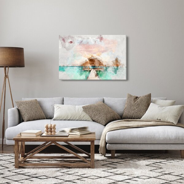 Tablou - Maldive, debarcader din lemn (90x60 cm)