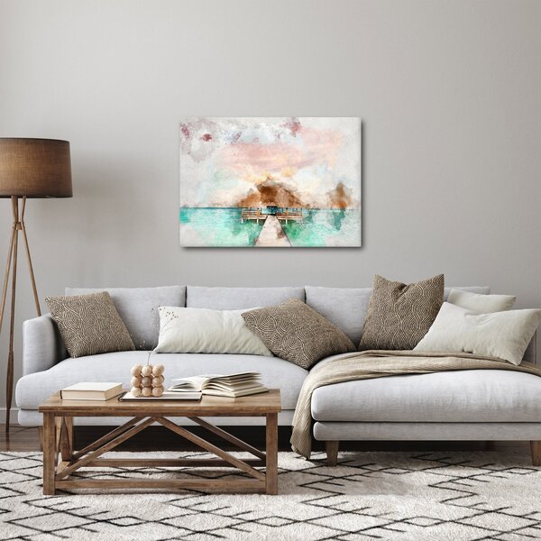 Tablou - Maldive, debarcader din lemn (70x50 cm)