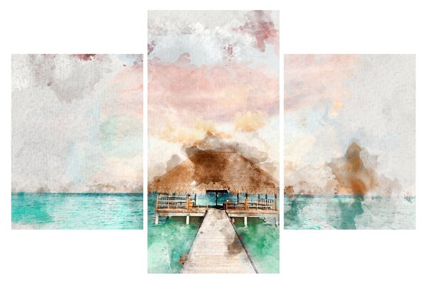 Tablou - Maldive, debarcader din lemn (90x60 cm)