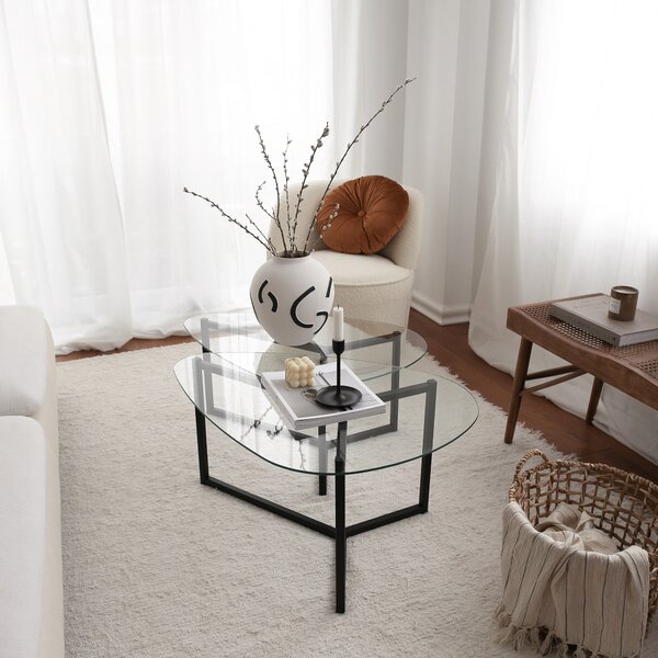 Set de măsuțe de cafea, Hanah Home, Culoare: Negru mat