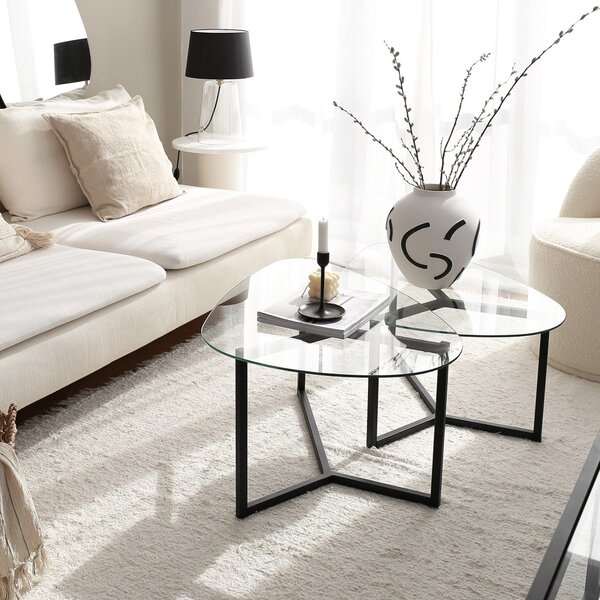 Set de măsuțe de cafea, Hanah Home, Culoare: Negru mat