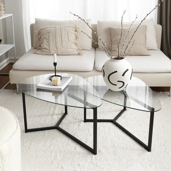 Set de măsuțe de cafea, Hanah Home, Culoare: Negru mat