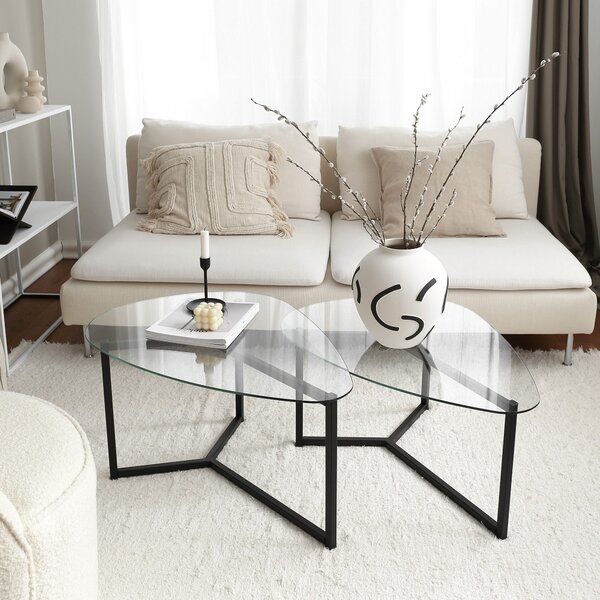Set de măsuțe de cafea, Hanah Home, Culoare: Negru mat