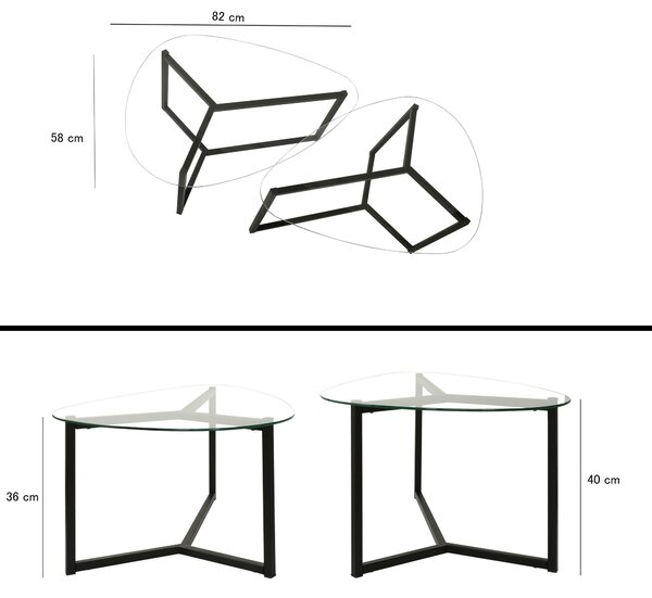 Set de măsuțe de cafea, Hanah Home, Culoare: Negru mat