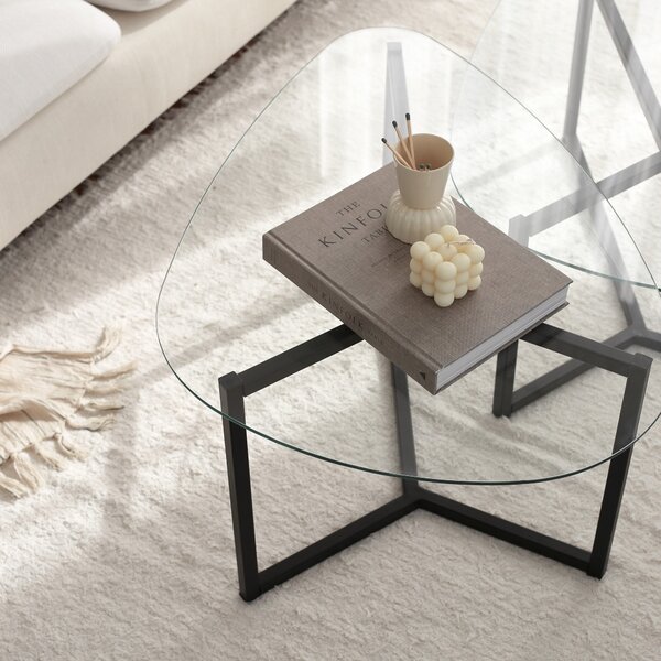Set de măsuțe de cafea, Hanah Home, Culoare: Negru mat