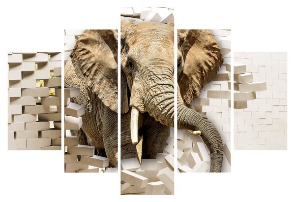 Tablou - Elefant spârgând peretele (150x105 cm)