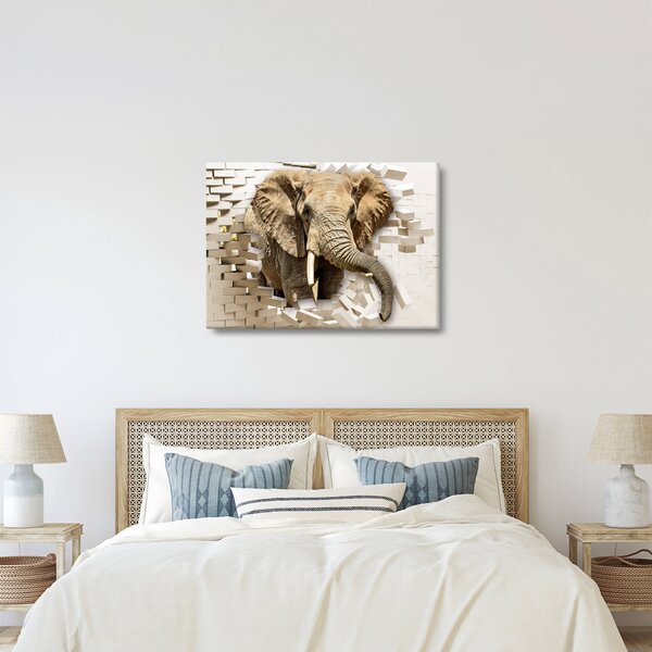 Tablou - Elefant spârgând peretele (70x50 cm)