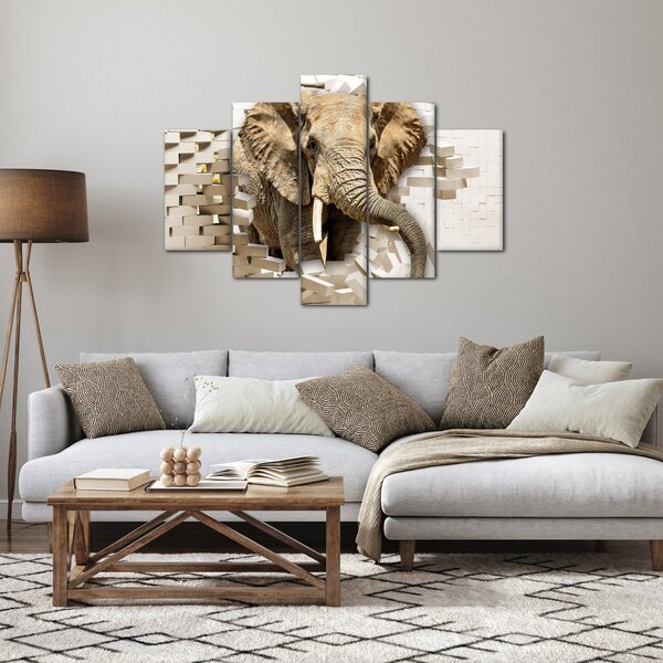 Tablou - Elefant spârgând peretele (150x105 cm)