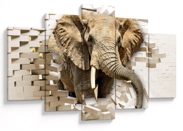 Tablou - Elefant spârgând peretele (150x105 cm)