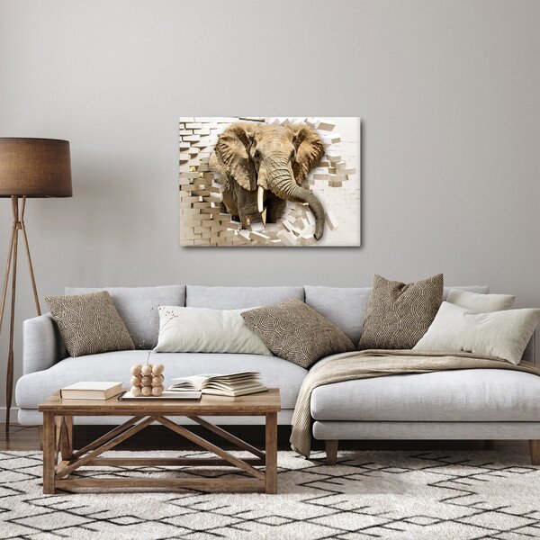 Tablou - Elefant spârgând peretele (70x50 cm)