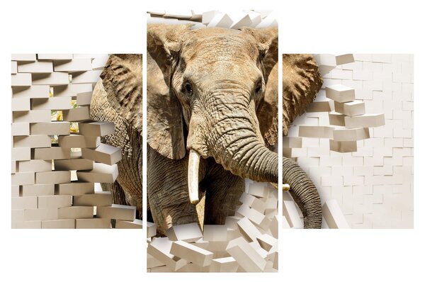 Tablou - Elefant spârgând peretele (90x60 cm)