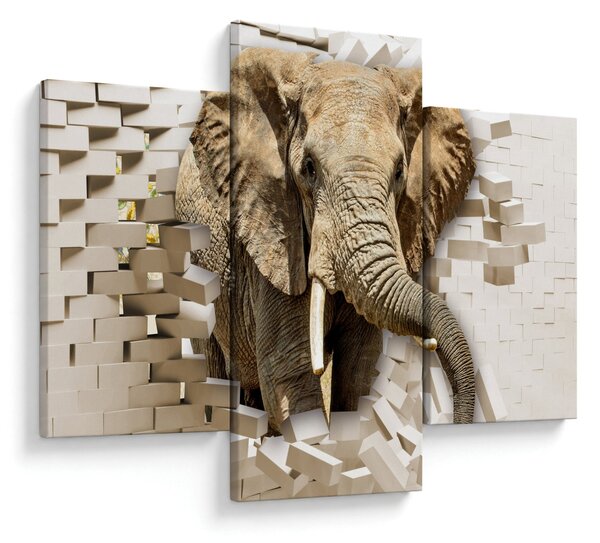 Tablou - Elefant spârgând peretele (90x60 cm)