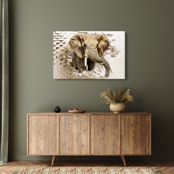 Tablou - Elefant spârgând peretele (90x60 cm)
