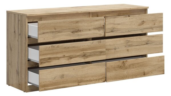 Comodă Livevaro 116, Stejar Wotan, PAL laminat, 76x150x45cm, 49.5 kg