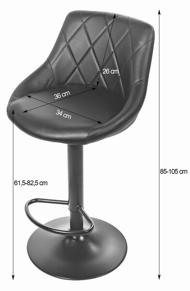 Scaun de bar negru KAST din piele ecologica cu picior negru