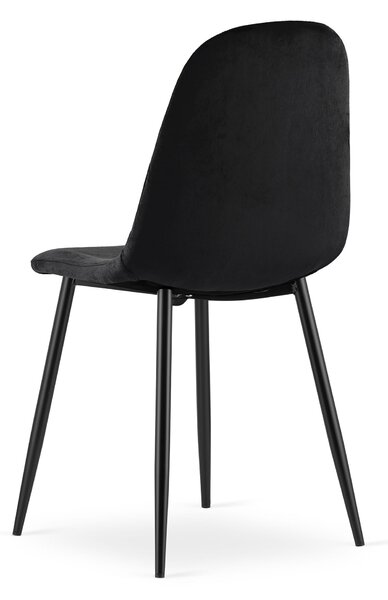OFERTA Scaun de catifea neagra ASTI cu picioare negre II. calitate