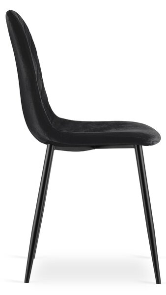 OFERTA Scaun de catifea neagra ASTI cu picioare negre II. calitate