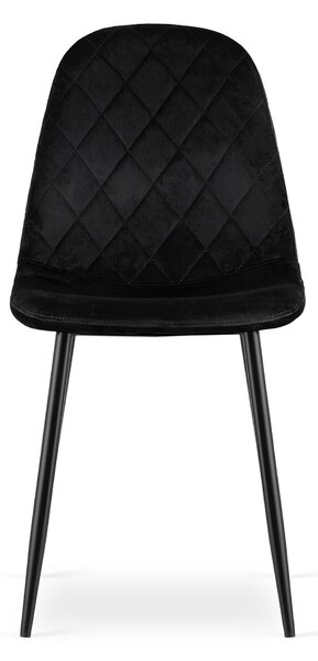 OFERTA Scaun de catifea neagra ASTI cu picioare negre II. calitate