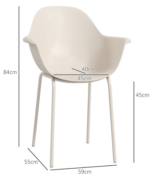 Outsunny Set de 4 Scaune de Grădină Gri, Stivuibile, cu Spătar Înalt și Cotieră, Cadru din Metal, Design Elegant pentru Exterior | Aosom Romania