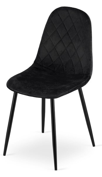 OFERTA Scaun de catifea neagra ASTI cu picioare negre II. calitate