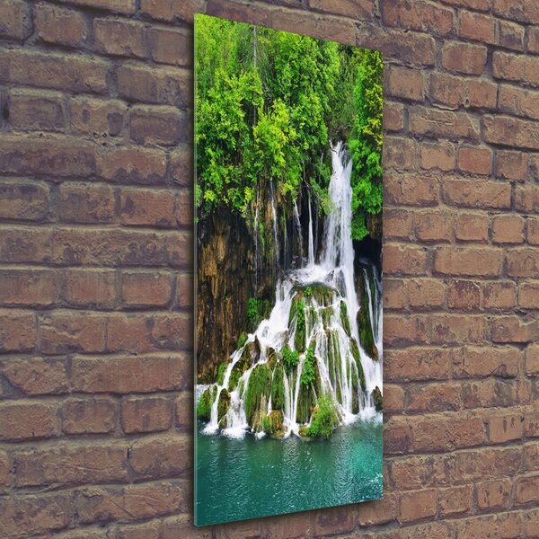 Tablou Printat Pe Sticlă Cascada din pădure