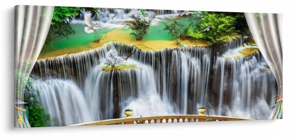 Tablou - Privire la cascade magice (120x50 cm)