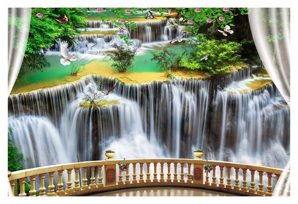 Tablou - Privire la cascade magice (90x60 cm)