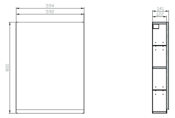 Cersanit Moduo dulap 59.4x14.1x80 cm laterala pe perete alb S929-016