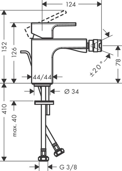 Hansgrohe Vernis Shape baterie bideu stativ crom 71211000